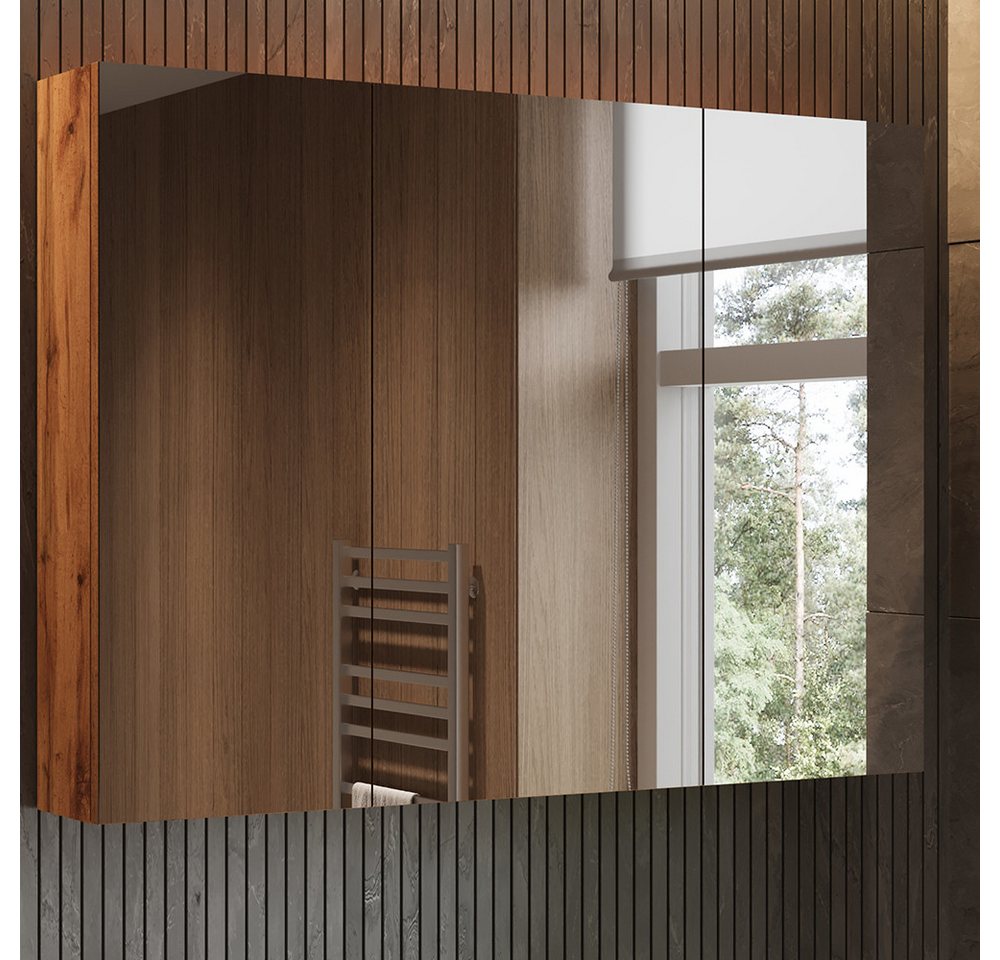 Vicco Badezimmerspiegelschrank Lotta, Eiche, 99.7 x 73.2 cm mit 3 Türen (1-St) – Bild 3 von 5
