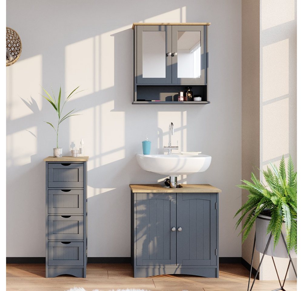 Vicco Badmöbel-Set Bianco, Grau, 3-teilig, (3-St., 3er Set) – Bild 4 von 5