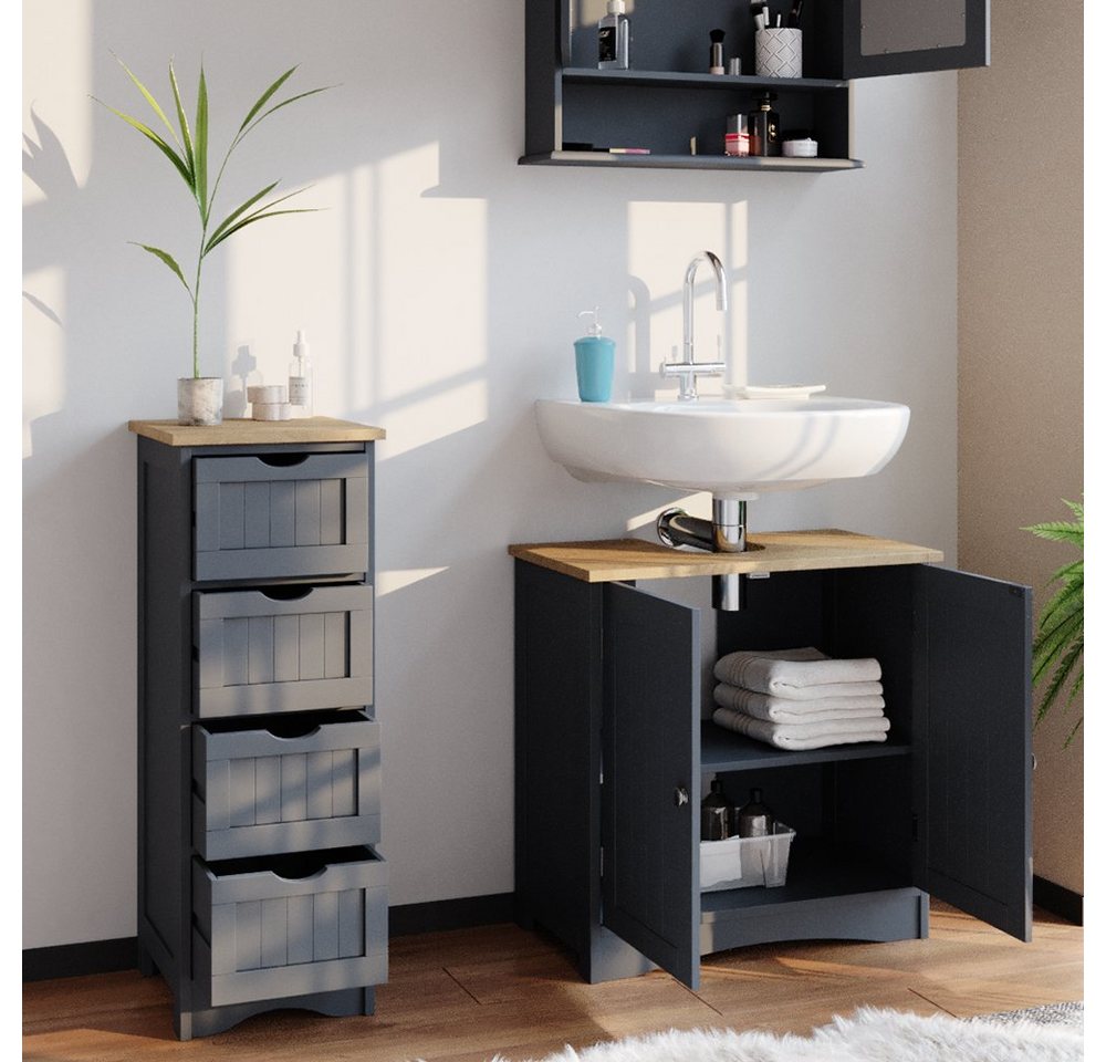 Vicco Badmöbel-Set Bianco, Grau, 3-teilig, (3-St., 3er Set) – Bild 5 von 5