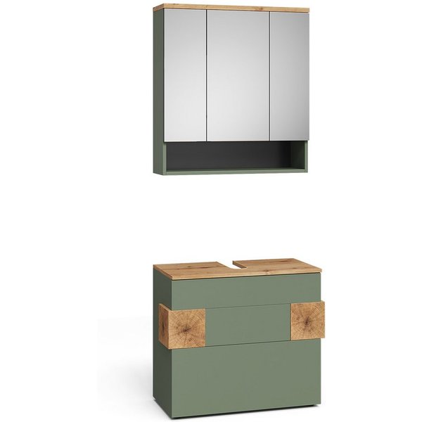 Vicco Badmöbel-Set Eden, Grün, 2-teilig, (2-St., 2er Set)