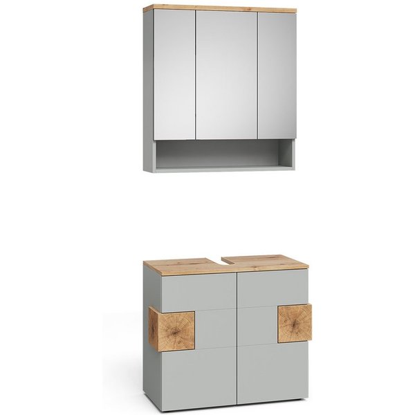 Vicco Badmöbel-Set Eden, Grau, 2-teilig, (2-St., 2er Set)