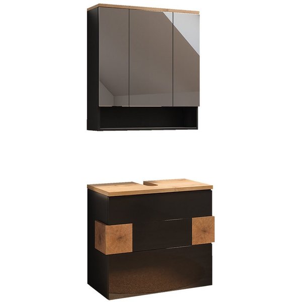 Vicco Badmöbel-Set Eden, Anthrazit, 2-teilig, (2-St., 2er Set)