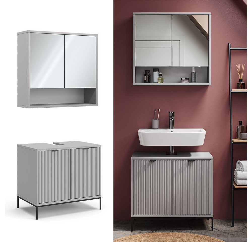 Vicco Badmöbel-Set Eliza, Grau, 2-teilig, (2-St., 2er Set) – Bild 2 von 5