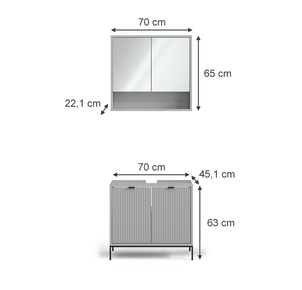 Vicco Badmöbel-Set Eliza, Grau, 2-teilig, (2-St., 2er Set) – Bild 3 von 5