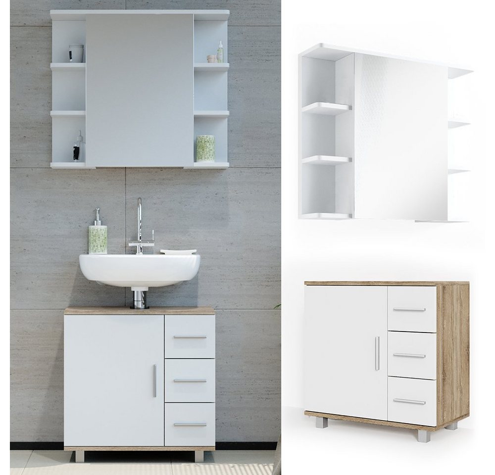 Vicco Badmöbel-Set Ilias, Sonoma, 2-teilig, (2-er Set, 2-St., 2er Set) – Bild 2 von 5