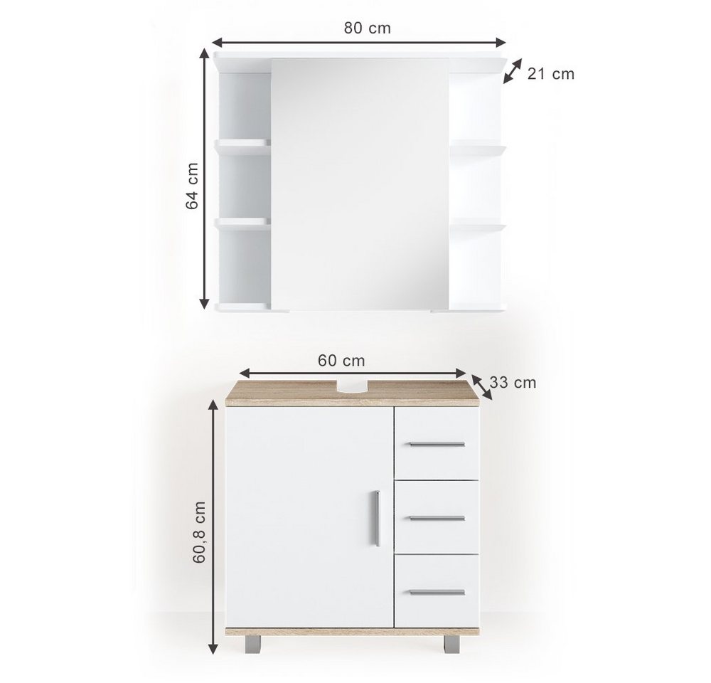 Vicco Badmöbel-Set Ilias, Sonoma, 2-teilig, (2-er Set, 2-St., 2er Set) – Bild 3 von 5