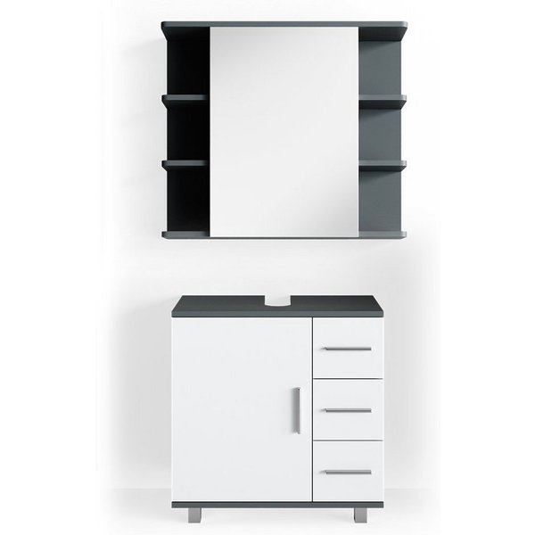 Vicco Badmöbel-Set Ilias, Anthrazit, 2-teilig, (2-er Set, 2-St., 2er Set)