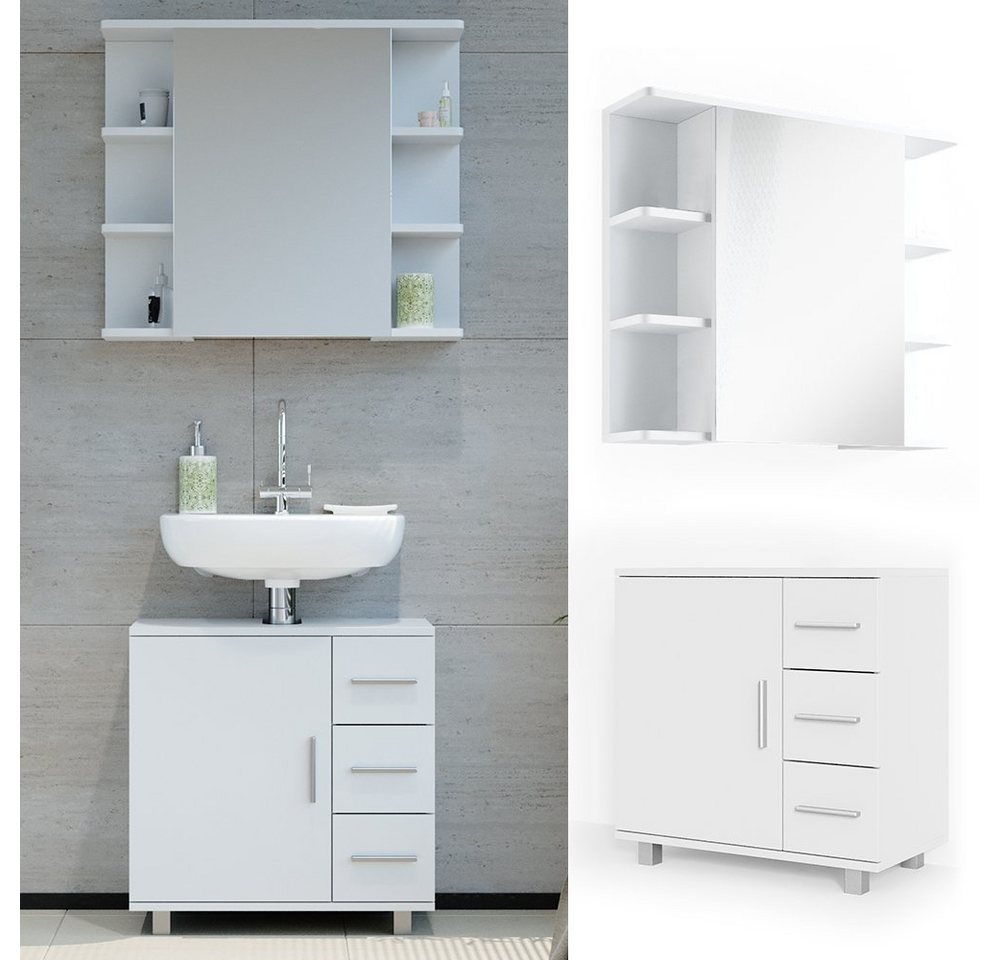 Vicco Badmöbel-Set Ilias, Weiß, 2-teilig, (2er Set, 2-St., 2er Set) – Bild 2 von 5