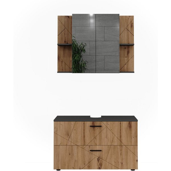 Vicco Badmöbel-Set Irma, Anthrazit/Goldkraft Eiche, 2-teilig, (2-St., 2er Set)