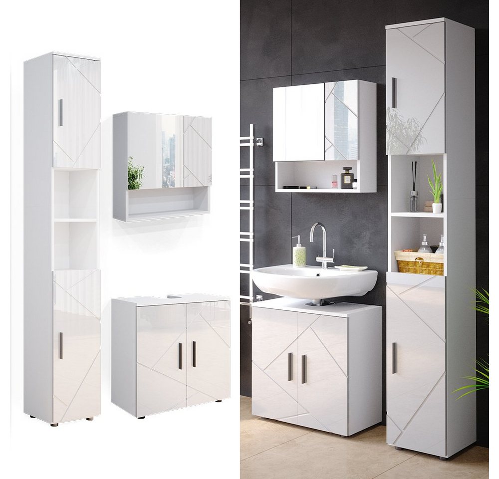Vicco Badmöbel-Set Irma, Weiß Hochglanz, 3-teilig, (3-er Set, 3-St., 3er Set) – Bild 2 von 5