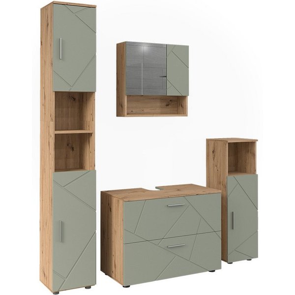 Vicco Badmöbel-Set Irma, Salbeigrün, 4-teilig, (4-St., 4er Set)