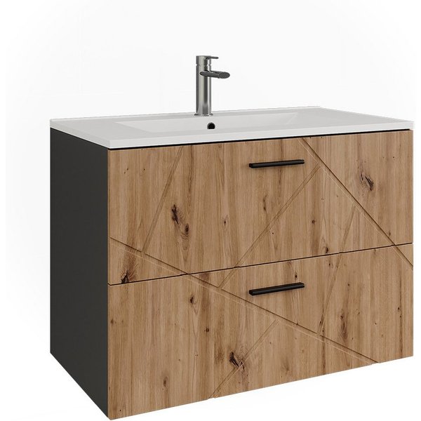 Vicco Badmöbel-Set Irma, Anthrazit/Goldkraft Eiche, 2-teilig, (2-St., 2er Set)