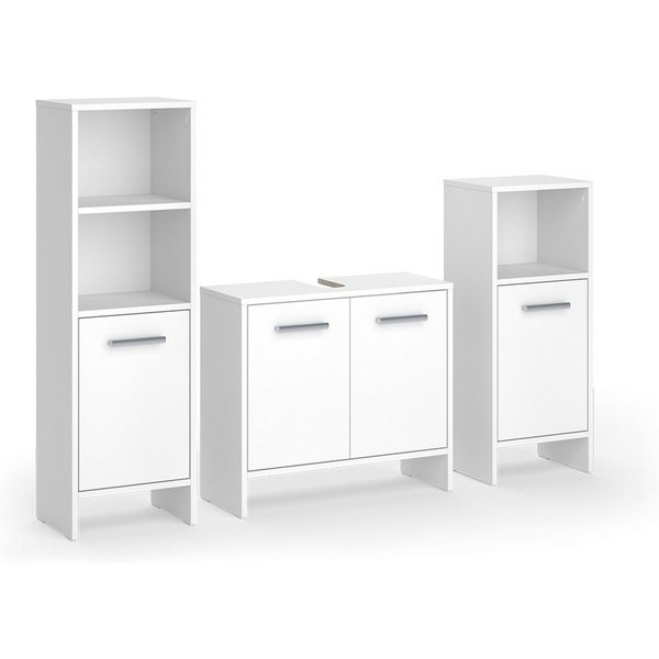 Vicco Badmöbel-Set Karli, Weiß, 3-teilig, (3-St., 3er Set)