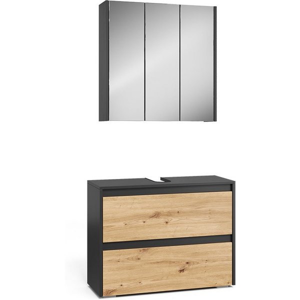 Vicco Badmöbel-Set Majest, Artisan-Eiche, 2-teilig, (2-St., 2er Set)
