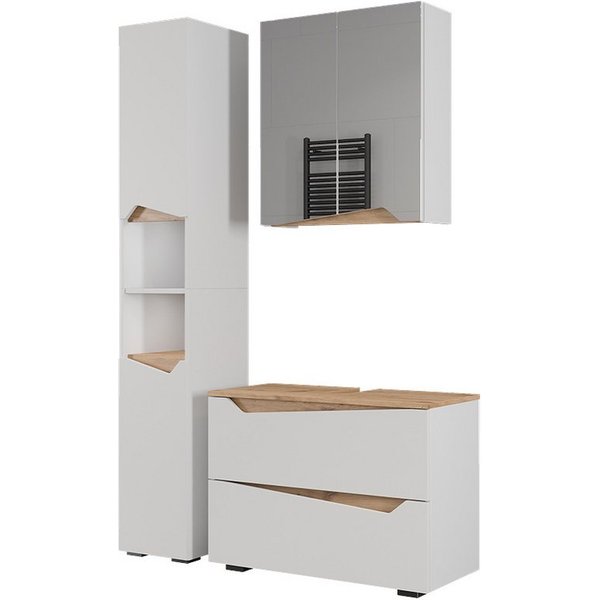 Vicco Badmöbel-Set Marelle, Weiß/Artisan-Eiche, 3-teilig, (3-St., 3er Set)