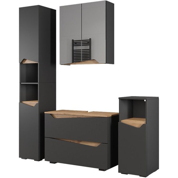 Vicco Badmöbel-Set Marelle, Anthrazit/Artisan-Eiche, 4-teilig, (4-St., 4er Set)