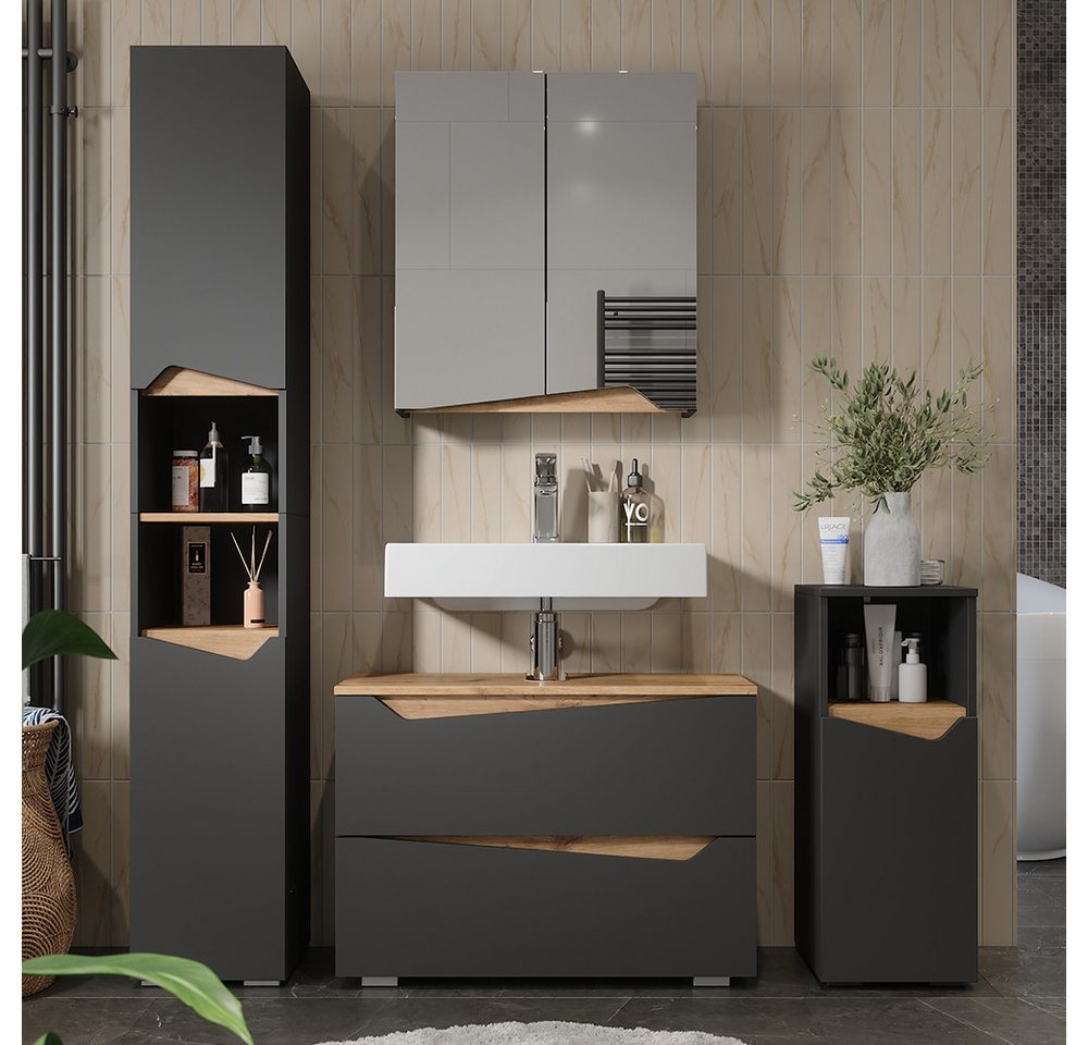 Vicco Badmöbel-Set Marelle, Anthrazit/Artisan-Eiche, 4-teilig, (4-St., 4er Set) – Bild 3 von 5