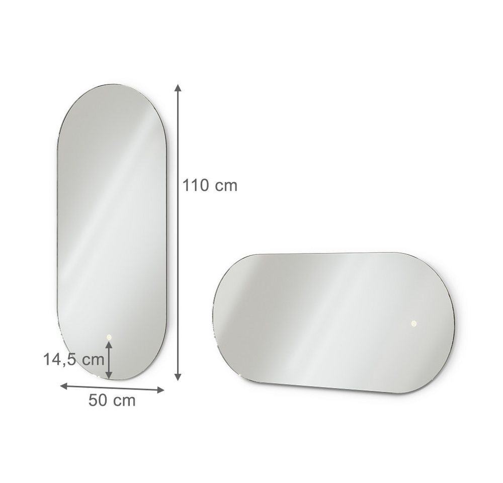 Vicco Badspiegel, Weiß, 110 x 50 cm mit LED Beleuchtung (1-St) – Bild 3 von 5