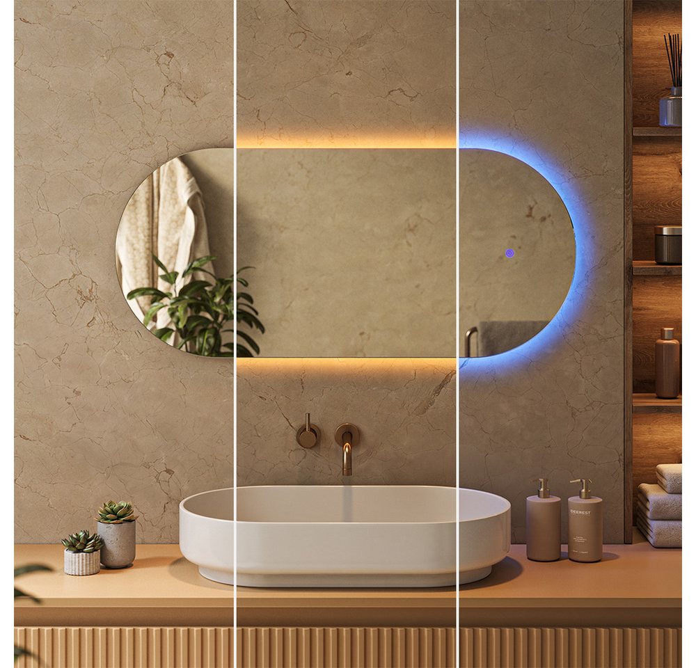 Vicco Badspiegel, Weiß, 110 x 50 cm mit LED Beleuchtung (1-St) – Bild 5 von 5