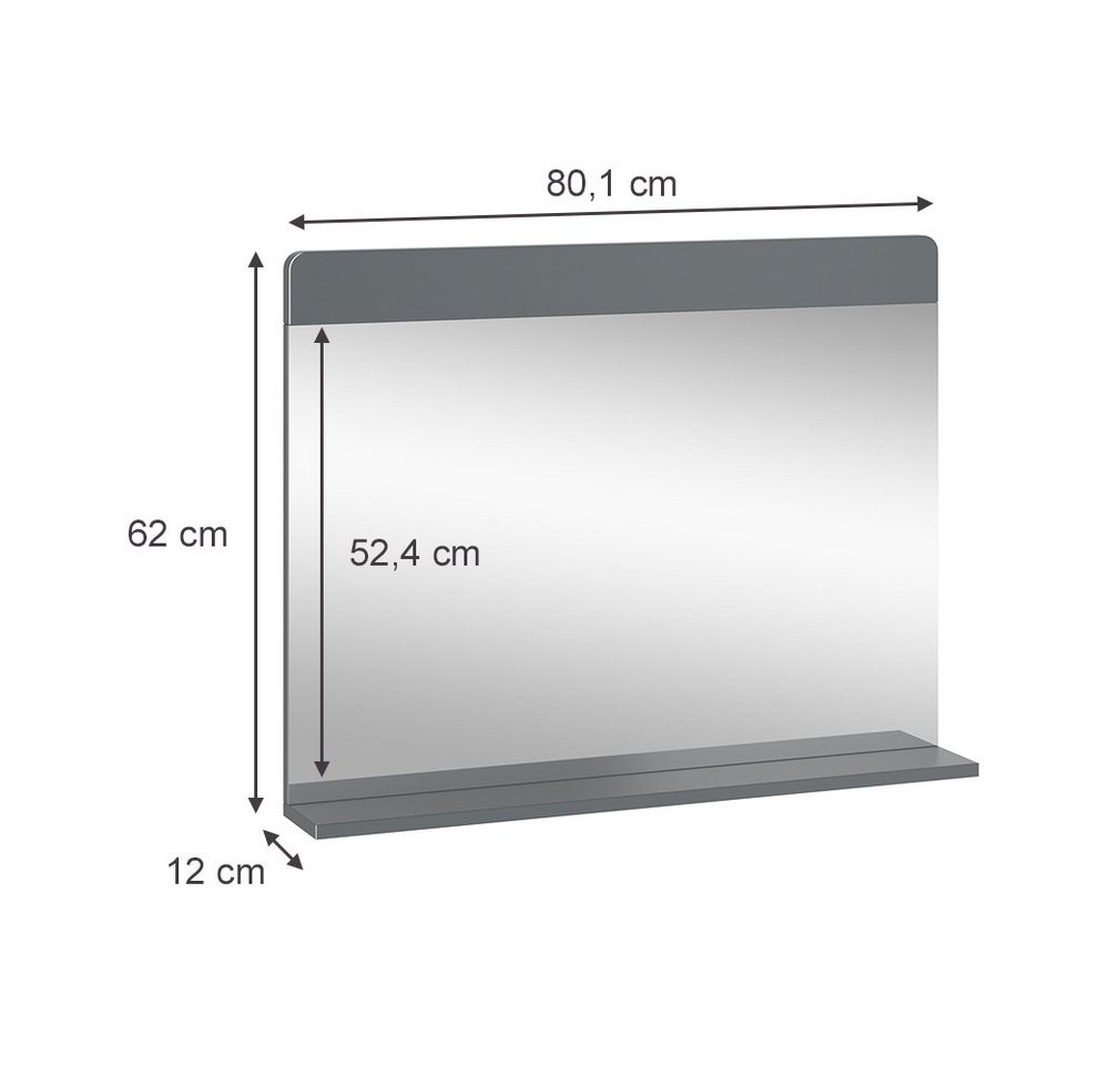 Vicco Badspiegel Izan, Grau, 80.1 x 62 cm (1-St) – Bild 4 von 5