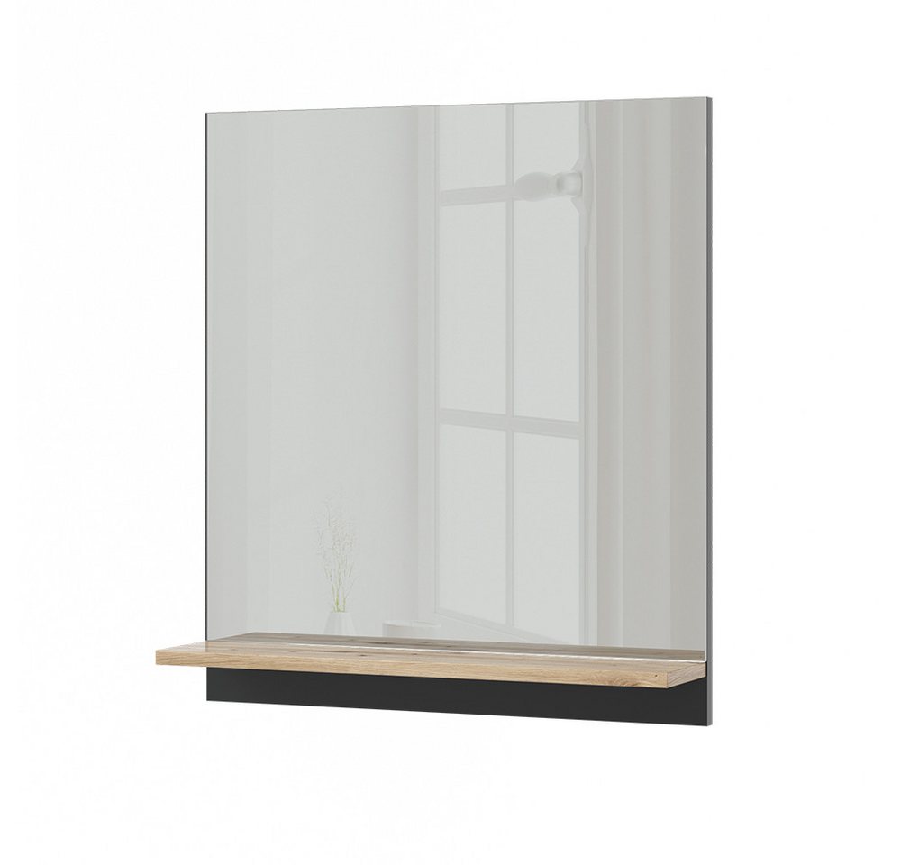 Vicco Badspiegel Marelle, Anthrazit/Artisan-Eiche, 60 x 67 cm mit Regal (1-St) – Bild 2 von 5