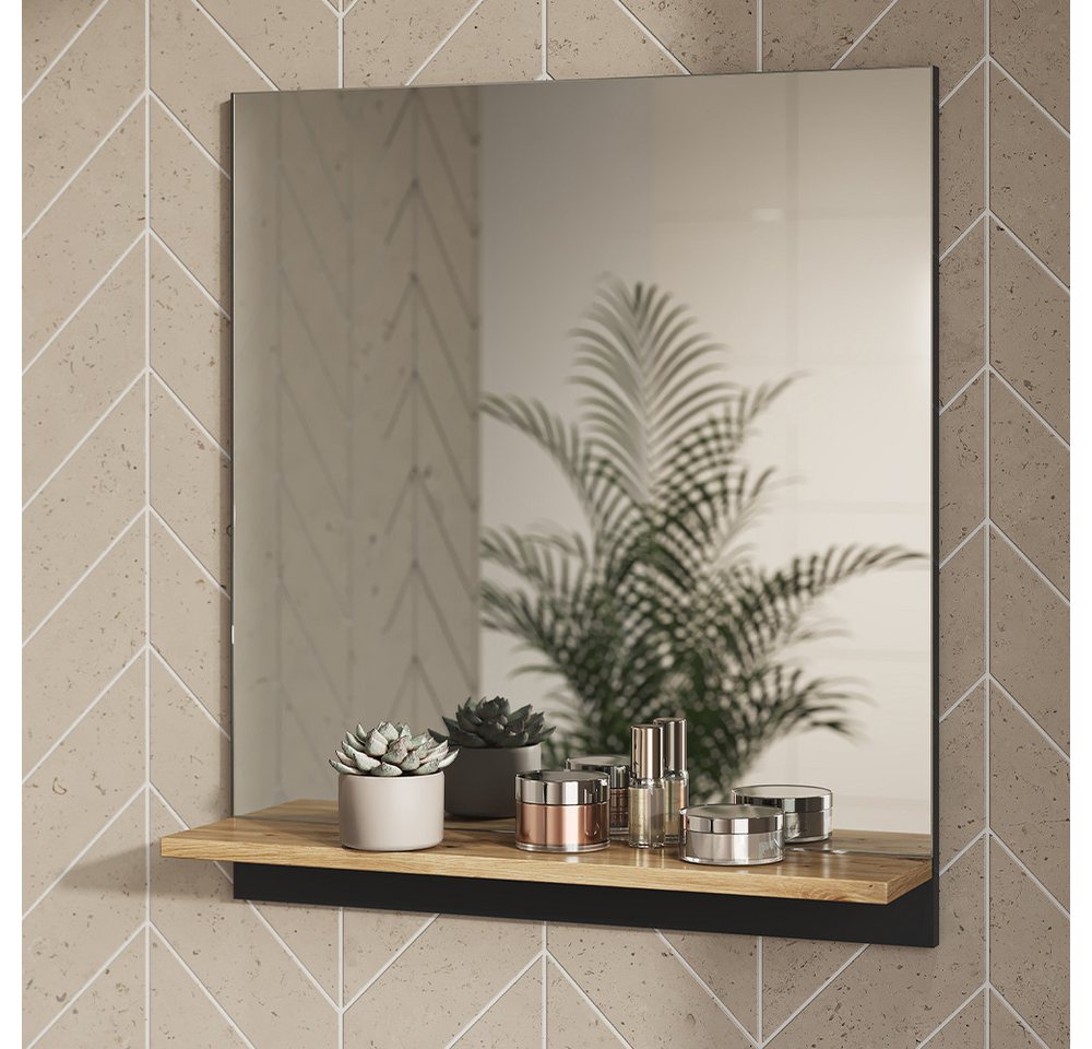 Vicco Badspiegel Marelle, Anthrazit/Artisan-Eiche, 60 x 67 cm mit Regal (1-St) – Bild 5 von 5