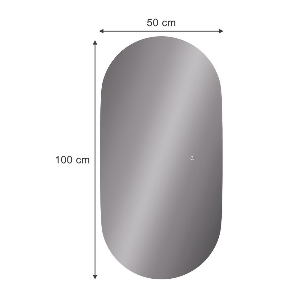 Vicco Badspiegel Miral, Glas, 100 x 50 cm mit Backlight Beleuchtung (1-St) – Bild 3 von 5