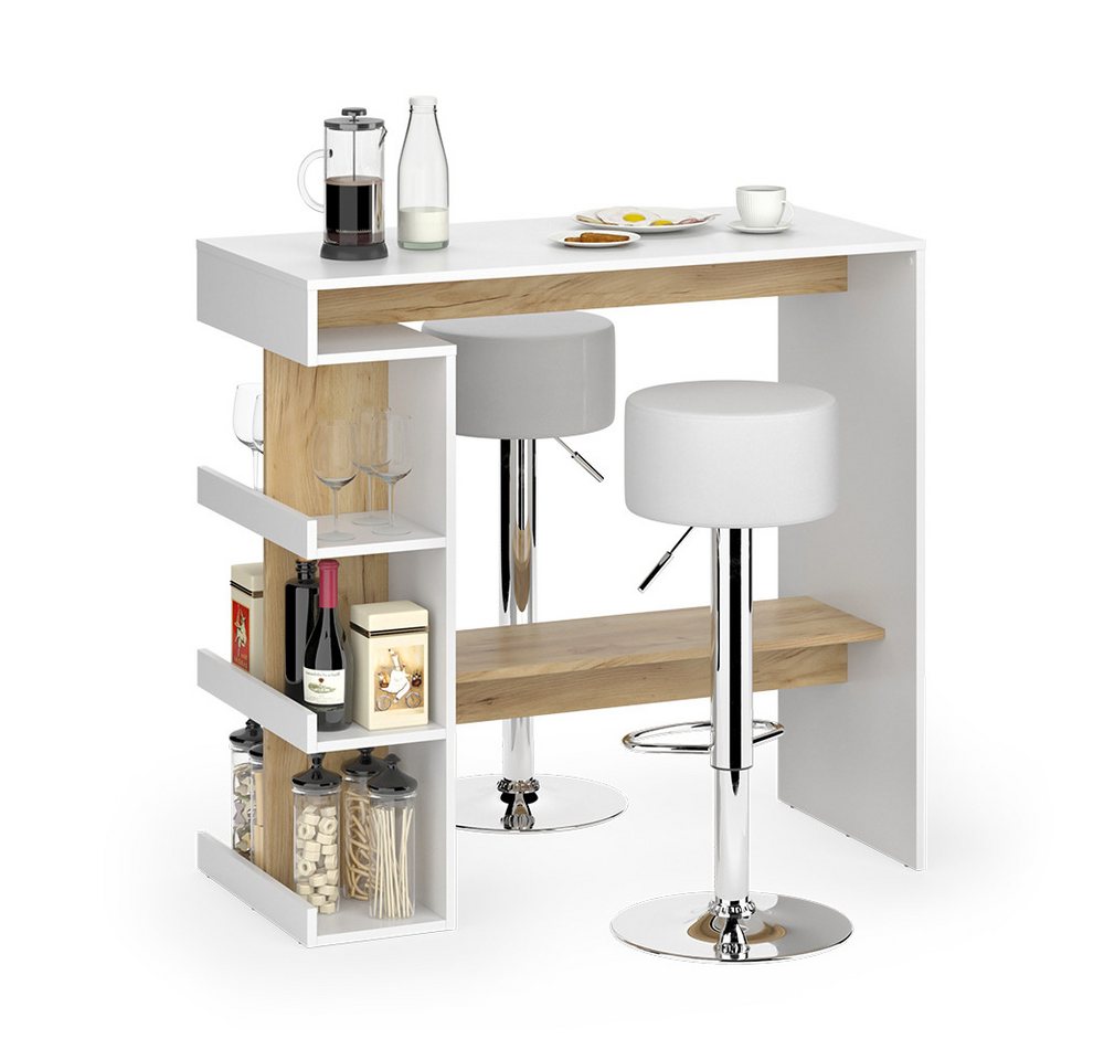 Vicco Bartisch Dana, Weiß/Goldkraft Eiche, 108 x 50 cm mit 2 Barhockern (3-St) – Bild 5 von 5