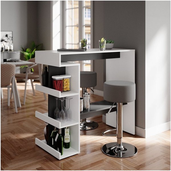 Vicco Bartisch Dana, Weiß/Anthrazit, 108 x 50 cm mit 2 Barhockern (3-St)