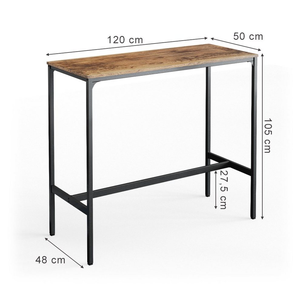 Vicco Bartisch Fyrk, Eiche rustikal/Schwarz, 120 x 50 cm (1-St) – Bild 4 von 5