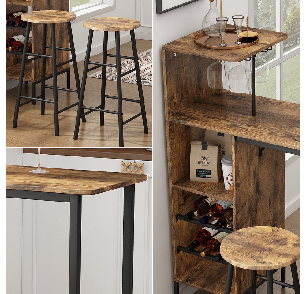 Vicco Bartisch Fyrk, Schwarz/Eiche rustikal/Eiche rustikal, 121.5 x 40 cm mit 2 Ho... (3-St) – Bild 5 von 5