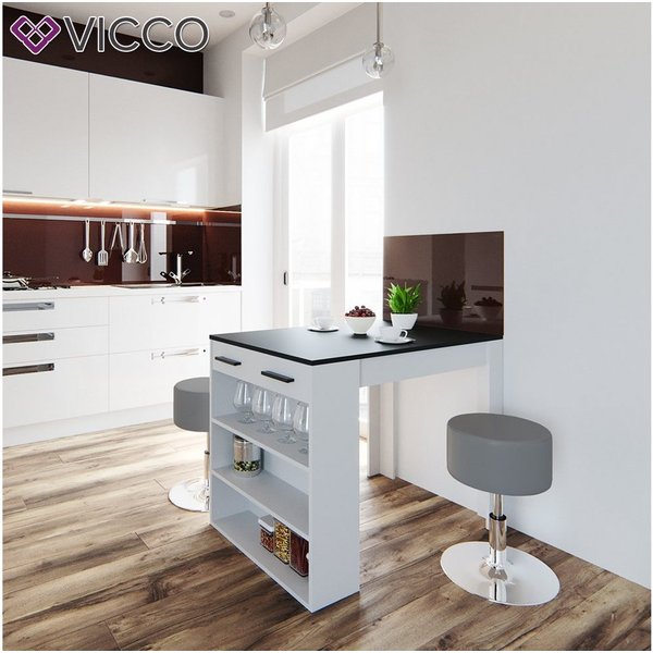 Vicco Bartisch Repose, Anthrazit/Weiß/Weiß, 67 x 100 cm mit 2 Hockern (3-St)