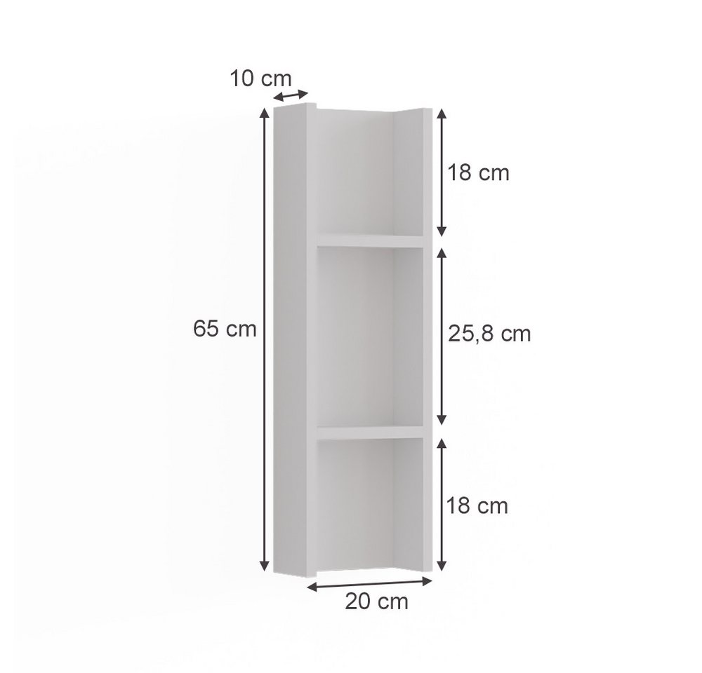 Vicco Beistellschrank Sherry, Weiß, 20 x 65 cm mit 3 Ablagefächern (1-St) – Bild 3 von 5