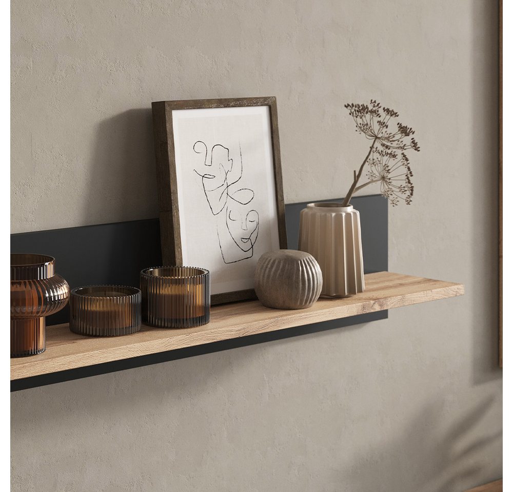 Vicco Bücherregal Amber, Eiche Wotan/Anthrazit, 100 x 20 cm wandhalterung, 1-tlg. – Bild 5 von 5