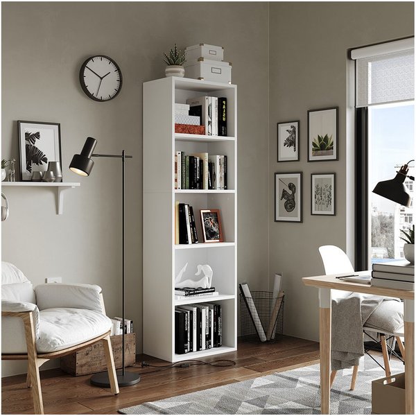 Vicco Bücherregal Bob, Weiß, 40 x 132 cm mit 5 Fächern, 1-tlg.