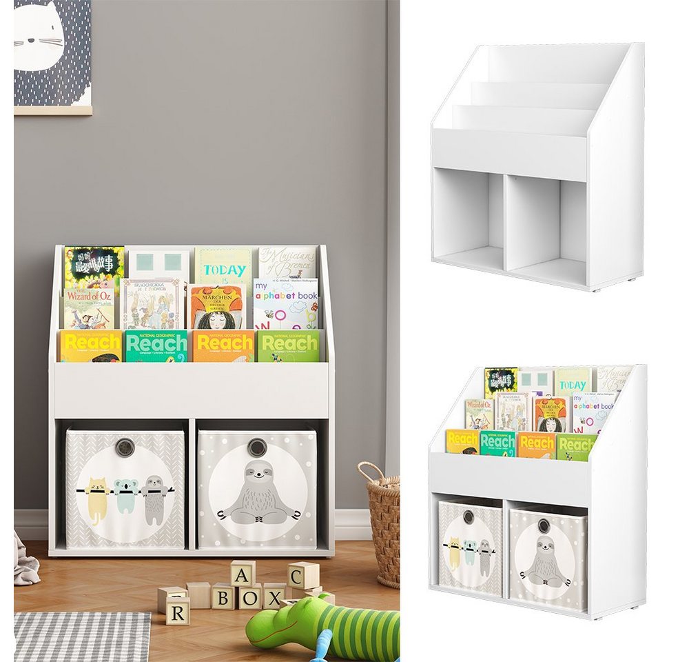 Vicco Bücherregal Conny, Weiß/Weiß, 72 x 79 cm mit großen Ablagen, 1-tlg. – Bild 2 von 5