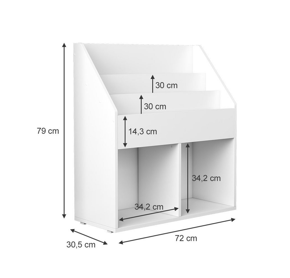 Vicco Bücherregal Conny, Weiß/Weiß, 72 x 79 cm mit großen Ablagen, 1-tlg. – Bild 3 von 5