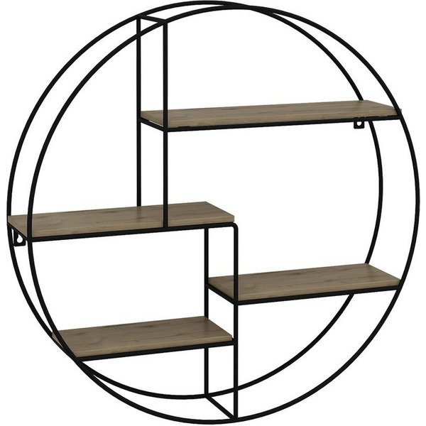 Vicco Bücherregal Fyrk, Eiche/Schwarz, 55 x 55 cm Rund, 1-tlg.