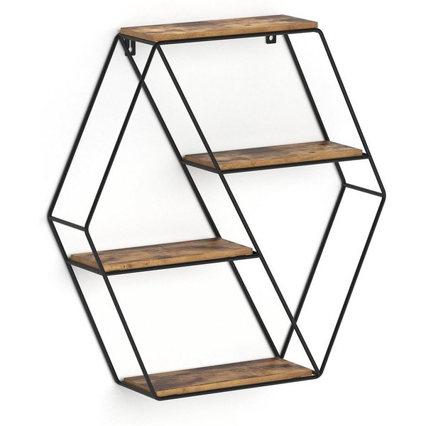 Vicco Bücherregal Fyrk, Eiche rustikal/Schwarz, 52 x 52 cm Eckform, 1-tlg.