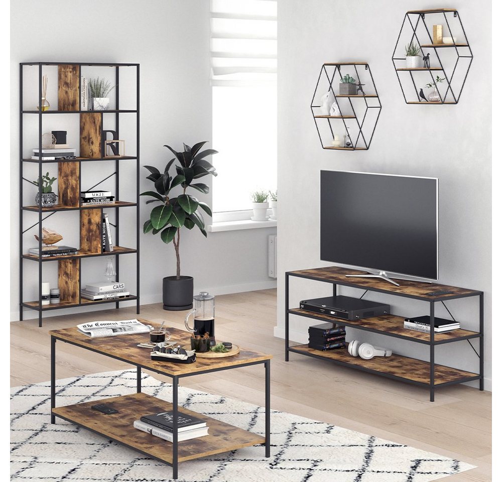 Vicco Bücherregal Fyrk, Eiche rustikal/Schwarz, 52 x 52 cm Eckform, 1-tlg. – Bild 4 von 5