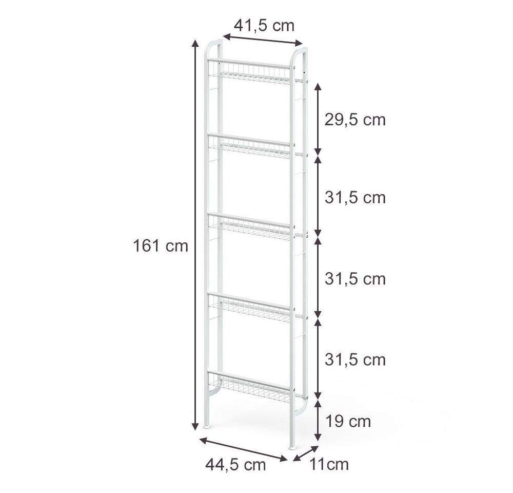 Vicco Bücherregal Klivo, Weiß, 44.5 x 160 cm mit 5 Regalböden, 1-tlg. – Bild 2 von 5