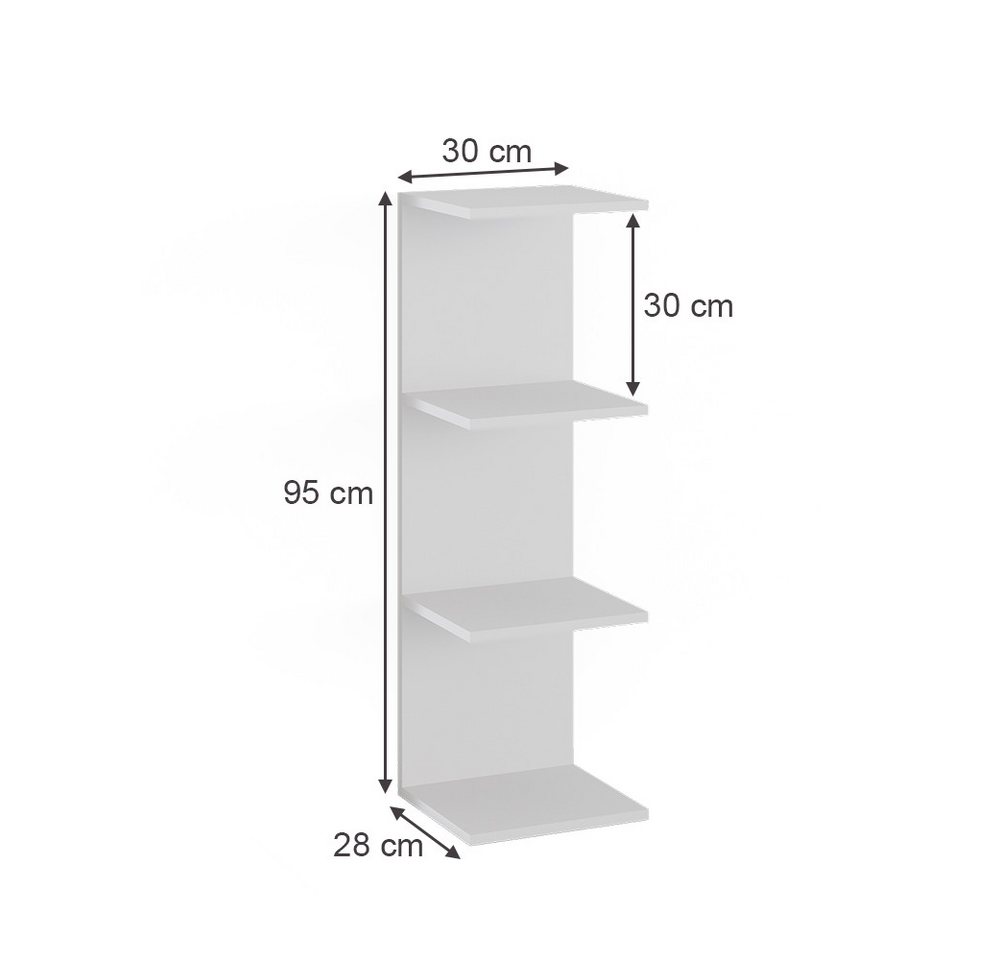 Vicco Bücherregal Paolo, Weiß, 30 x 95 cm, 1-tlg. – Bild 2 von 5