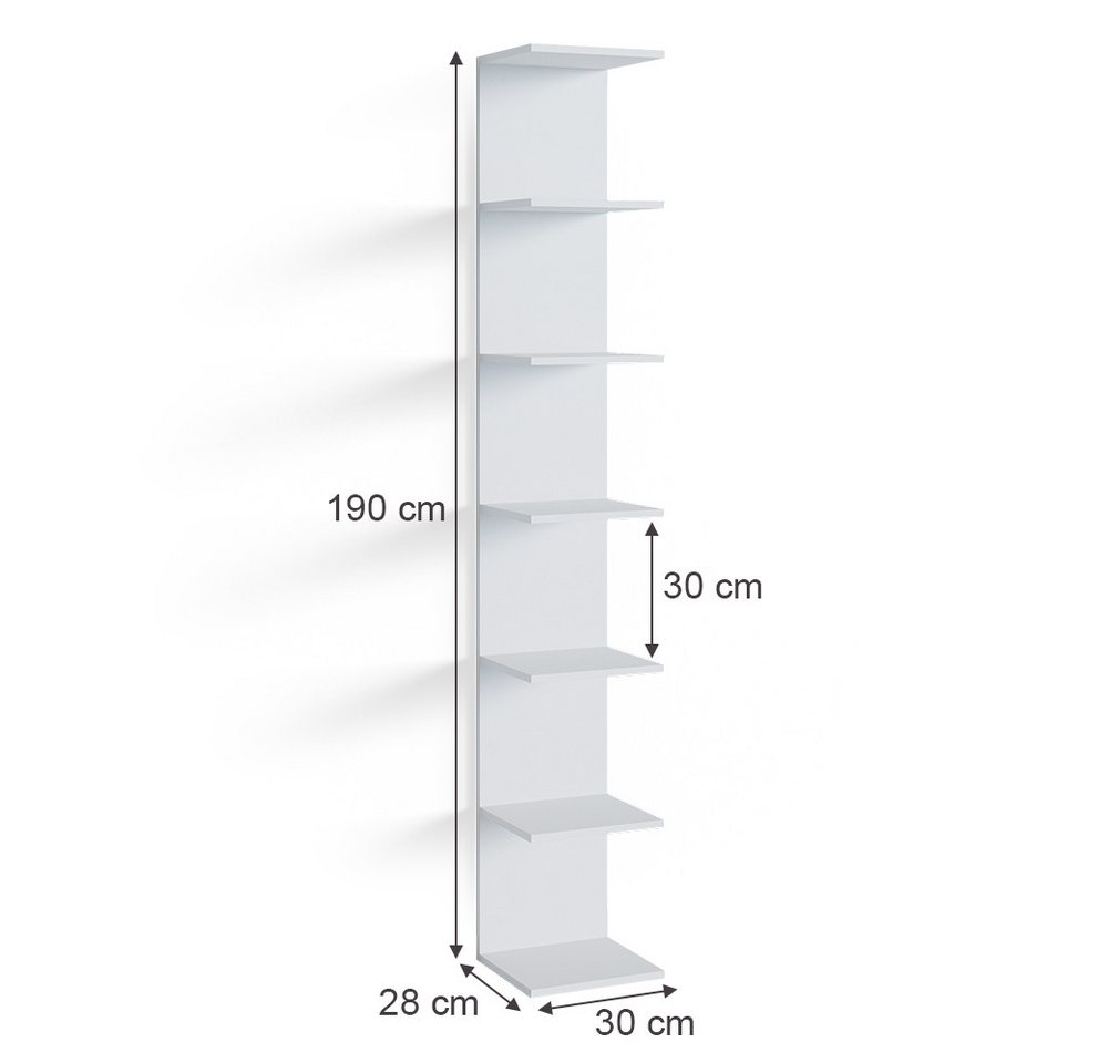 Vicco Bücherregal Paolo, Weiß, 28 x 190 cm 2er Set, 2-tlg. – Bild 2 von 5