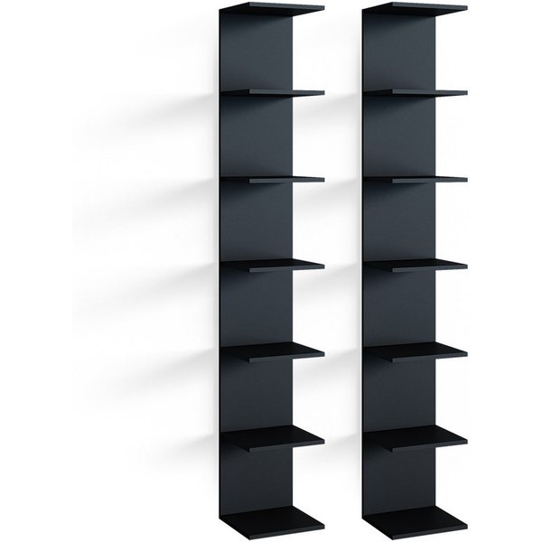 Vicco Bücherregal Paolo, Schwarz, 28 x 190 cm 2er Set, 2-tlg.