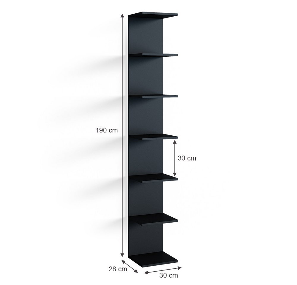 Vicco Bücherregal Paolo, Schwarz, 28 x 190 cm 2er Set, 2-tlg. – Bild 2 von 5