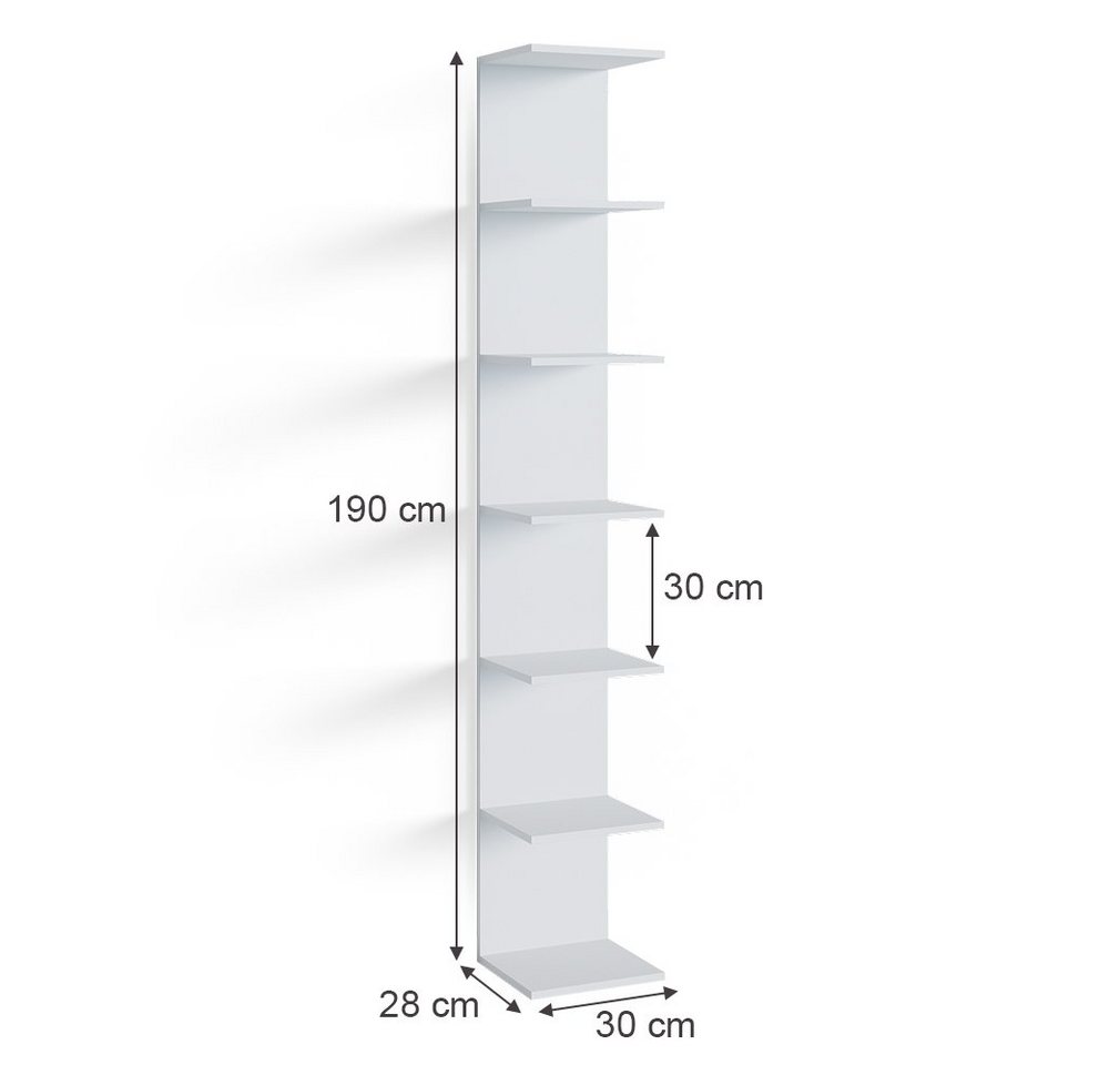 Vicco Bücherregal Paolo, Weiß, 30 x 190 cm 2er Set, 2-tlg. – Bild 3 von 5