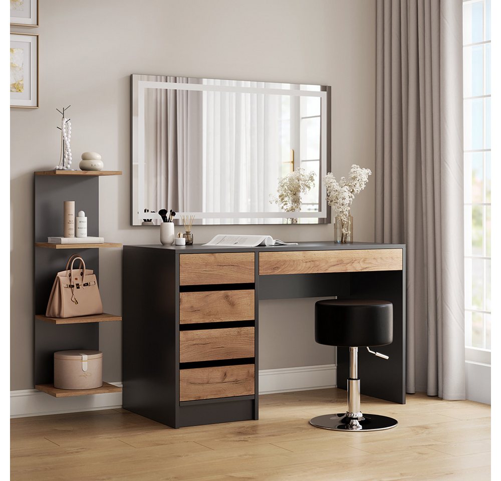 Vicco Bücherregal Paolo, Anthrazit/Goldkraft Eiche, 30 x 95 cm, 1-tlg. – Bild 3 von 5