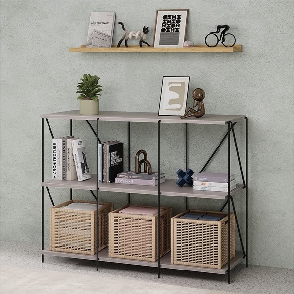 Vicco Bücherregal Ravix, Greige/Schwarz, 90 x 71 cm, 1-tlg.