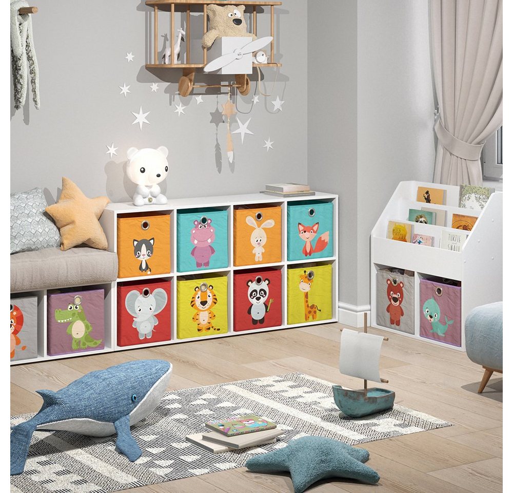 Vicco Bücherregal Scutum, Weiß, 143 x 72.6 cm mit 8 Faltboxen, 9-tlg. – Bild 4 von 5