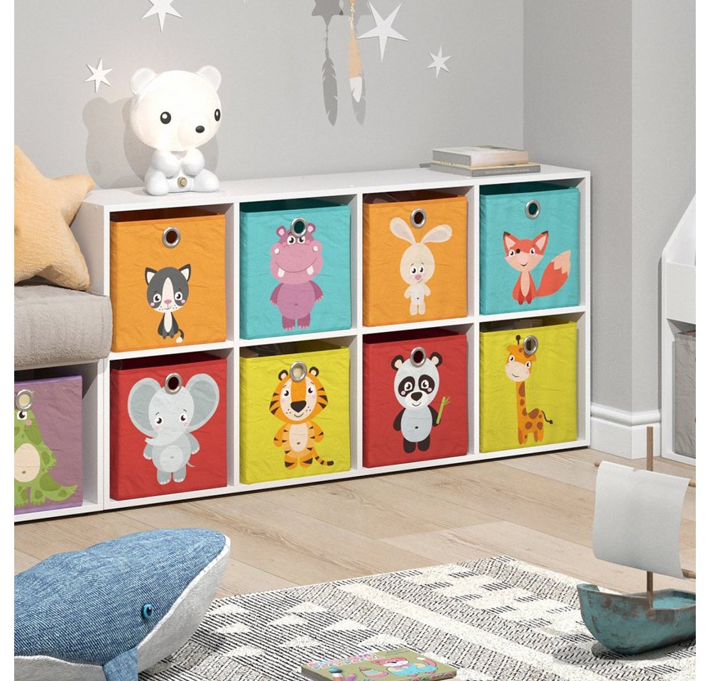 Vicco Bücherregal Scutum, Weiß, 143 x 72.6 cm mit 8 Faltboxen, 9-tlg. – Bild 5 von 5